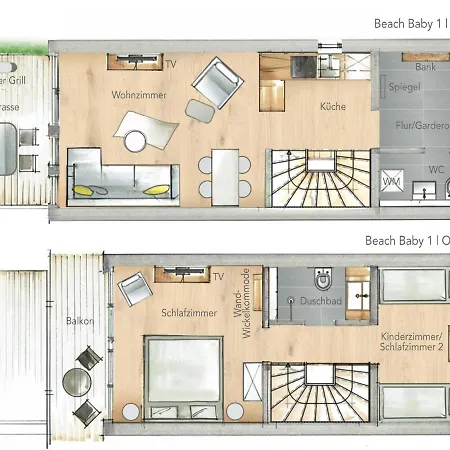 Strand-maisonette Baby 1 Lejlighed *